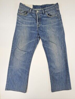 Loomstate Mission Selvedge Jeans USA 34 Raw Denim Fade Distressed Whiskered